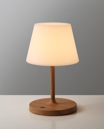 Outdoor Battery Operated Table Lamp Waterproof, 4000mAh Cordless Rechargeable, Touch Dimmable Desk Lamp, LED Night Light for Patio Camping Restaurant Home, H9.6in, Wood Grain