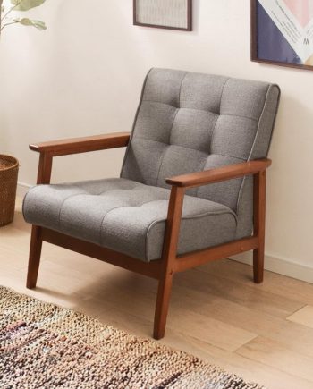 Sofa Single Seater Fabric, Gray, Width Approx. 25.6 inches (65 cm)