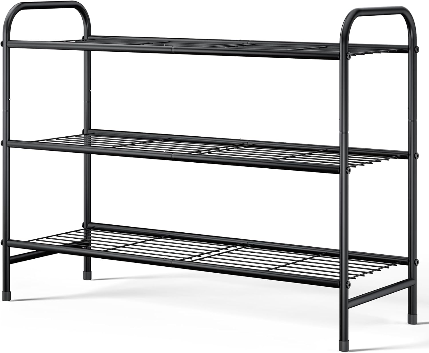 Shoe Rack - Stainless Steel Shoe Organizer, Sturdy Shoe Rack for Closet and Front Door Entrance, Free Standing Shoe Shelf, Closet Organizers and Storage, Black