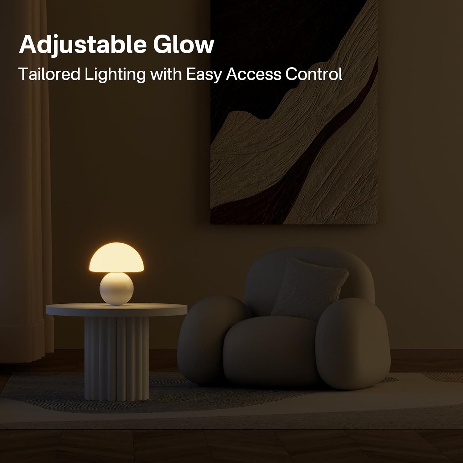 Mushroom Lamp Small Lamp, Table Bedside Nightstand Lamp for Bedroom, Cute Mini Modern Lamp Dimmable, Unique Aesthetic Home Decor for Living Room Girl Gifts, Ceramic Base Glass Lamp(White)