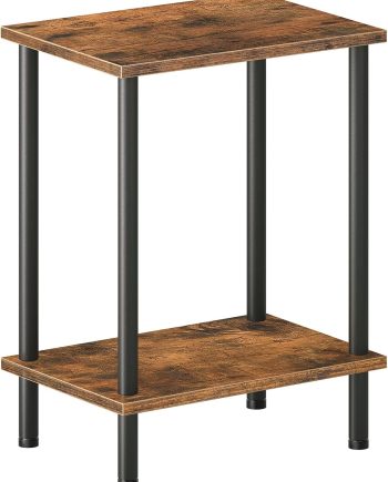 End Table, Small Side Table, Nightstand with 2-Layer Storage Shelves, Sofa Table for Small Spaces, Living Room, Bedroom, Stable Frame, Easy Assembly, Rustic Brown