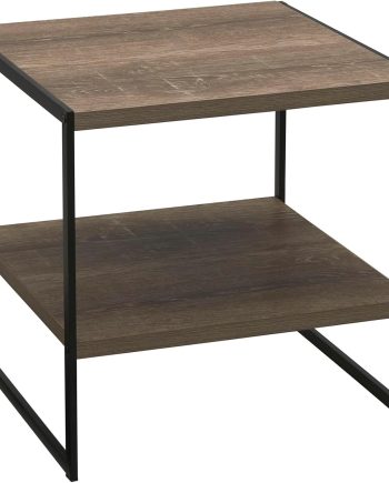 Square Wooden Side Table/End Table With Storage Shelf, Ashwood