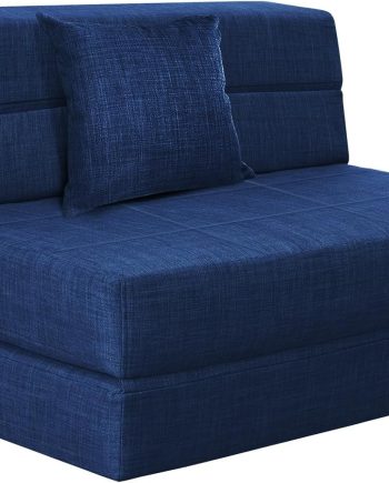 Folding Sofa Bed Couch Memory Foam with Pillow Sleeper  Lazy Couch Twin Size Futon Convertible Guest Beds,Washable Cover,Dark Blue