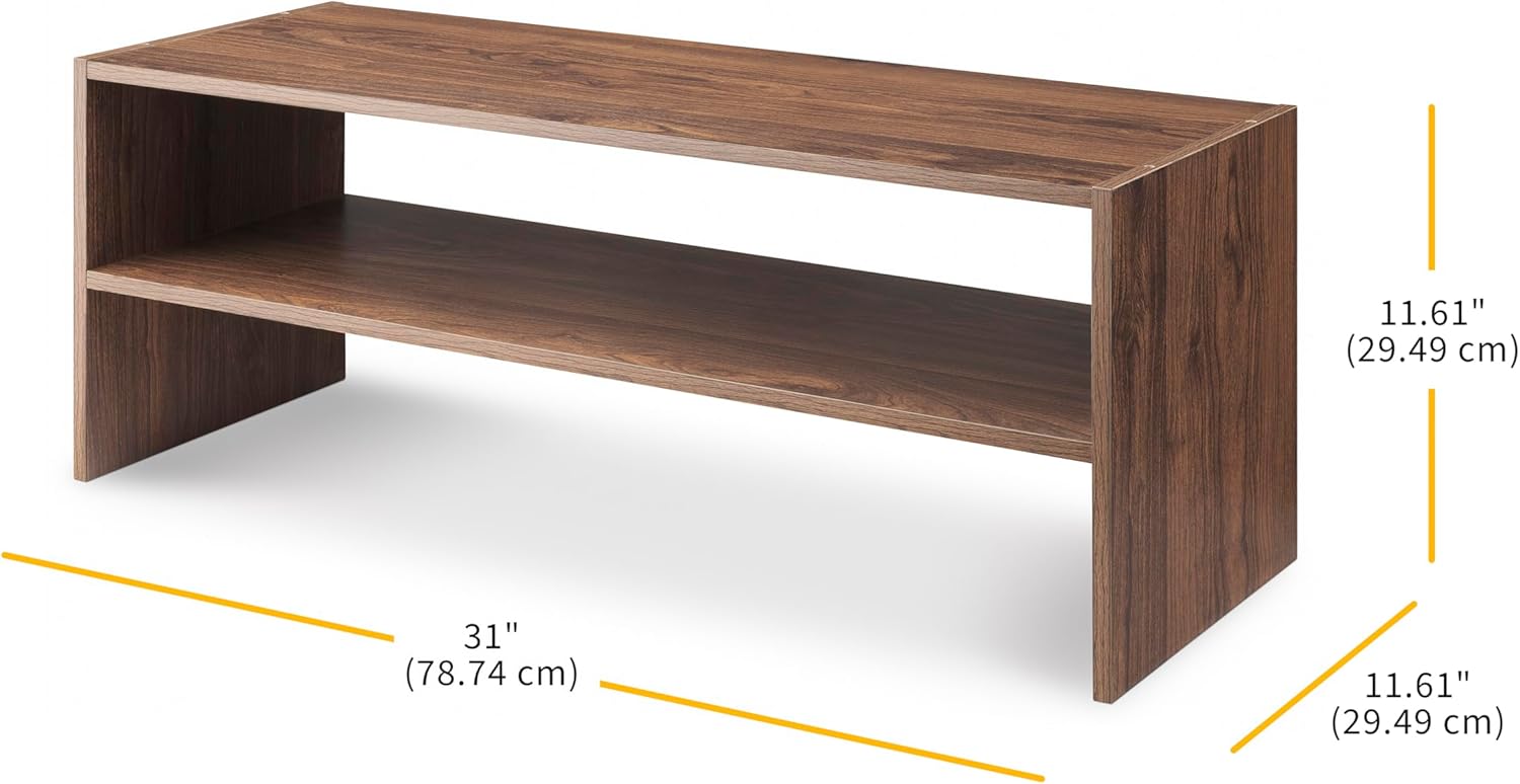 Wood Stackable 2-Shelf Shoe Rack, Walnut, 31 inches