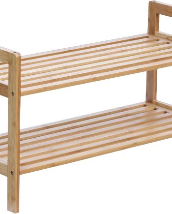2-Tier Bamboo Shoe Rack, Brown