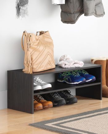 Stackable 2-Tier Shoe Shelf, 31 inch, Espresso