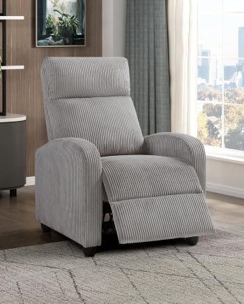Corduroy Pushback Recliner  Arm Push Back Recliner, Solid Wood Frame and Metal Base, Easy Assembly Small Soft Single Sofa   for Living Room/Office/Apartment, Light Grey